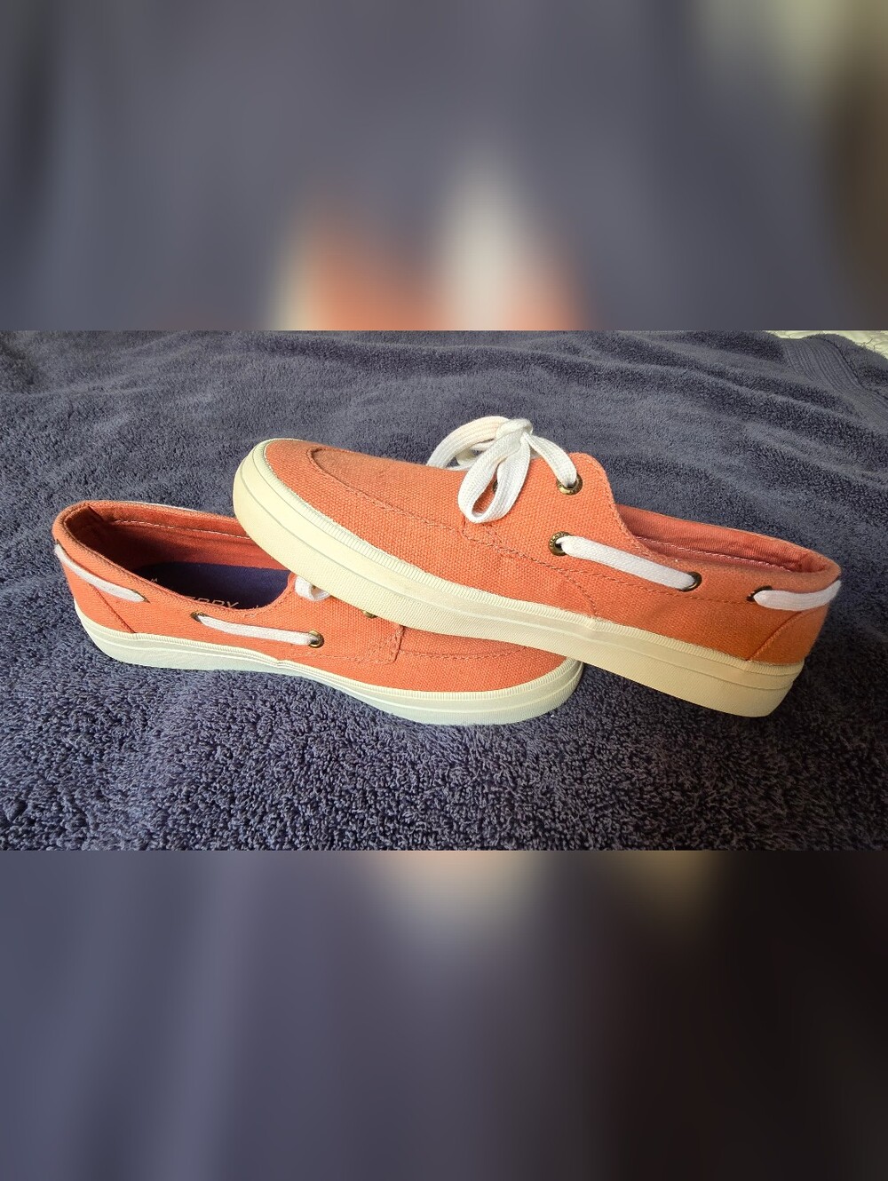 Sperry Women's Canvas Boat Shoes in Coral - Picture 4 of 6